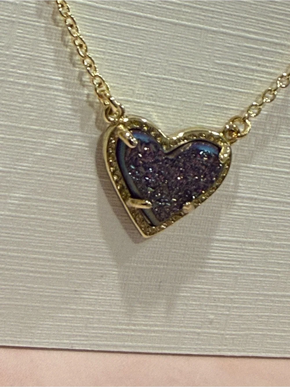Kendra Scott | Gold Plated & Purple/Blue Heart Druzy Necklace